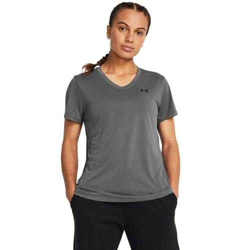 Under Armour Donna Tech SSV- Solid, Maglietta Palestra Donna, Maglietta donna con scollo a V, T shirt donna comoda e leggera