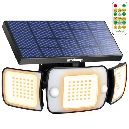 intelamp Outdoor Solar Led reflektor LED ciepłe światło 6000mAh zewnętrzny reflektor LED z panelem słonecznym 1200LM zewnętrzne reflektory słoneczne led zewnętrzne oświetlenie uliczne zewnętrzne LED