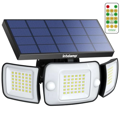 intelamp Outdoor Solar reflektor led 6000mAh zewnętrzne reflektory słoneczne led 1200LM zewnętrzny reflektor led z panelem słonecznym 2 Czujnik Ruchu reflektory zewnętrzne led z panelem słonecznym (1