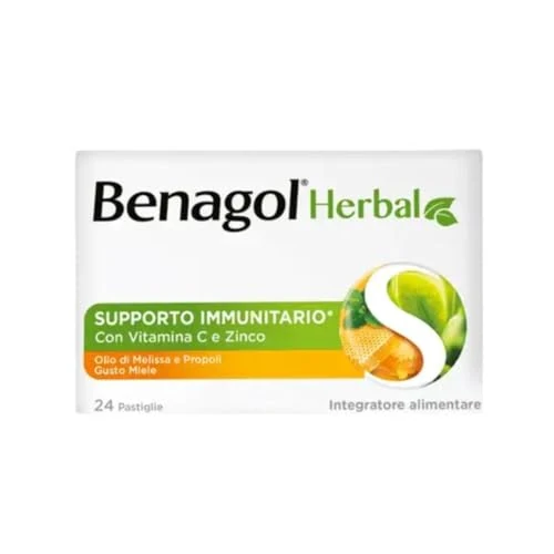 Offerta a tempo: Benagol Herbal Gusto Miele, Integratore Alimentare, con Vitamina C e Zinco per Supportare il Sistema Immunitario, 24 Pastiglie - 53% da 11.20 € a 5.31 €