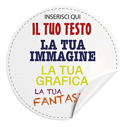 Offerta a tempo: 100 Adesivi, etichette personalizzati - adesivi personalizzati con immagine, logo aziendale, foto, testo - 100% Made in Italy. - 5% da 12.91 € a 12.26 €