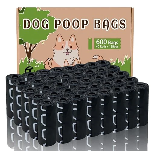 Oferta limitada: AiTodos® 600 Bolsas Caca Perro, 31×22 cm, PE, Negro, 40 rollos × 15 | Con estampado • Antifugas • Resistentes • Sin perfume • Fáciles de rasgar • Compatibles con dispensadores estándar de 13.99 € a 10.44 € (ahorro 25%)