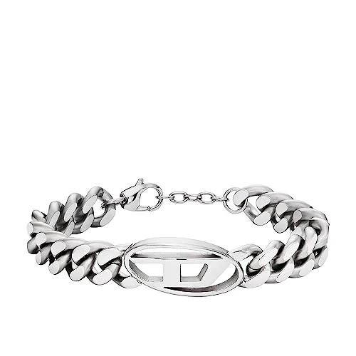 Tijdelijke aanbieding: Diesel Herenarmband in zilverkleurig roestvrij staal met karabijnsluiting van 108.31 € naar 108.31 € (0.00% korting)