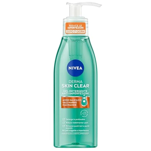 Limitiertes Angebot: NIVEA Derma Skin Clear Gesichtsreinigungsgel gegen Unvollkommenheiten 150 ml, Gesichtsreiniger fettige und Mischhaut mit Salicylsäure, Meersalz und Niacinamid, reinigender Gesichtsreiniger von 17.09 EUR auf 14.95 EUR (Spare 13%)
