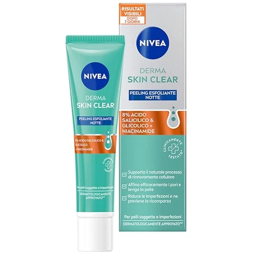 NIVEA Derma Skin Clear Exfoliator Against Imperfections 40 ml, Face Scrub for Skin Care Combination Skin with Glycolic Acid, Salicylic Acid and Niacinamide, Cleansing Face Scrub
