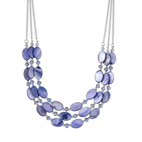 Offerta a tempo: FULU AUTUMN Collana a Catena a Strati Con Perline di Conchiglia per Donna Argento Bohemien Gioielli Girocollo in Cristallo Regalo di Compleanno per La Festa Della Mamma(01-Blue) - 20% da 15.99 € a 12.79 €