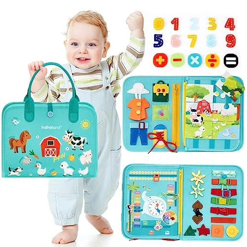 Offre limitee: hahaland Busy Board 9 en 1 Jouet Montessori/Éducatifs 3 Ans, pour Fille de 3 Ans, Tableau d'Activités Apprendre Compétences de Vie pour Enfant 3 4 Ans de 15.19 EUR a 14.43 EUR (economie 5%)
