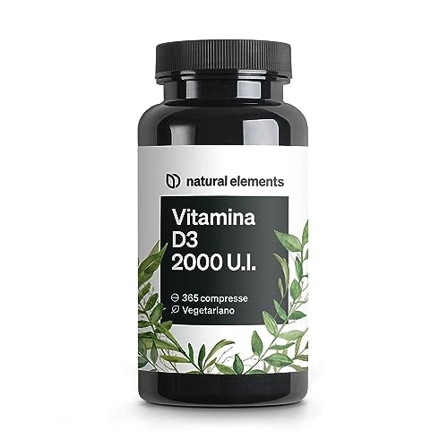 Offerta a tempo: Vitamina D3 2000 U.I. – 365 compresse – per le ossa e il sistema immunitario – Integratore Vitamina D – ad alto dosaggio, senza additivi inutili – prodotto e testato in laboratorio in Germania - 40% da 13.99 € a 8.39 €