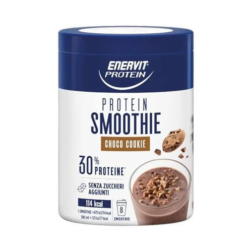 Offerta a tempo: Enervit Protein, Smoothie Choco Cookie, 30% di Proteine, Gusto Biscotto e Cacao, con Granella di Biscotto, Senza Zuccheri Aggiunti, Spuntino Goloso e Proteico, 1 Smoothie=114 kcal, Barattolo da 320g - 19% da 13.50 € a 10.90 €