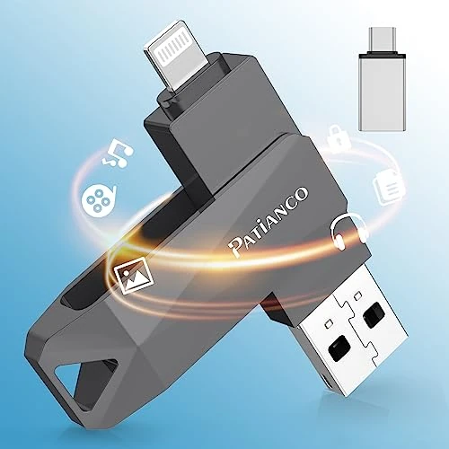 Offerta a tempo: Chiavetta USB per iPhone 512GB,Patianco [MFi Certified] Pendrive USB 3.0 Drive per Lightning, Memoria Esterna Photo Stick 3 in 1 Penna USB C di Backup per iPhone/iPad/Android/Mac/PC(512GB,Nero) - 28% da 65.99 € a 47.43 €