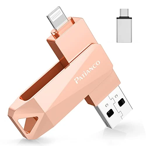 Offerta a tempo: Chiavetta USB per iPhone 512GB [MFi Certified] Patianco USB 3.0 Pendrive per Lightning Chiave USB C Photostick 3 in 1 Pennetta Backup con un Solo Clic per iPhone/iPad/Android/Mac/PC (512GB,Rosa) - 28% da 65.99 € a 47.20 €