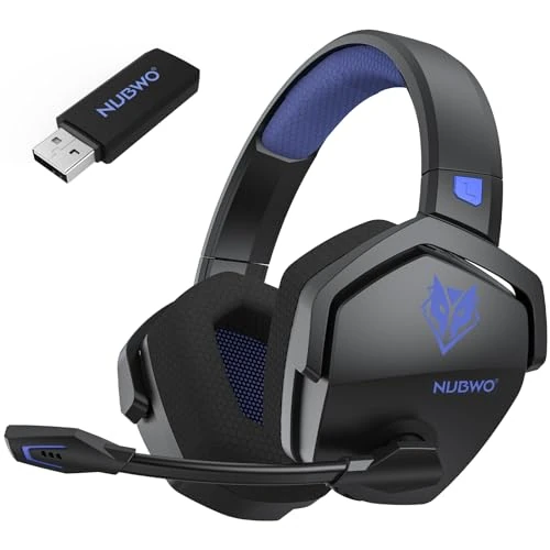Limited-time offer: NUBWO Wireless Gaming Headset with Mic for Ps5 Ps4 PC, Zero Interference, 100-Hour Battery All-Day Play, 23ms Sync​ for Fortnite & Call of Duty/FPS Gamers, Triple Mode All Devices Compatible - Blue from $39.99 to $39.99 (save 0.00%)