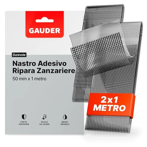 Offerta a tempo: GAUDER Nastro Riparazione Zanzariere - Kit Riparazione Insetti in Fibra di Vetro Autoadesivo - Toppa di Riparazione per Finestra, Porta, Veranda (2 Pezzi da 1 m x 50 mm - nero) - 0.00% da 7.99 € a 7.99 €