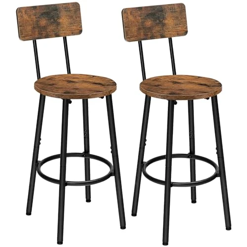 Offerta a tempo: HOOBRO Set di 2 Sedie da Bar con Schienale, Sedie da Cucina, Sgabello da Bar con Poggiapiedi, per Cucina, Soggiorno, Bar, Montaggio Semplice, Marrone Vintage e Nero EBF32BY01 - 24% da 69.99 € a 53.19 €