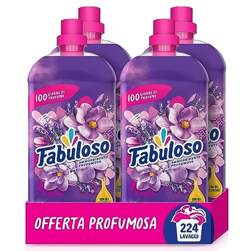 Offerta a tempo: Fabuloso Ammorbidente Concentrato Profumato Magnolia & Lavanda 4x1,25L | Fragranza che Dura per Settimane* | Fragranza Attivata dal Movimento | Rende i Capi Più Facili da Stirare** | 224 Lavag - 47% da 17.60 € a 9.39 €