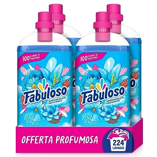 Oferta ograniczona: Fabuloso Koncentrat zmiękczający zapachowy, świeżo poranny, 4 x 1,25 l, miękkie i pachnące pranie przez kilka tygodni * | Zapach aktywowany ruchem | Ułatwia prasowanie ubrań | 224 pranie z 105.63 PLN na 105.63 PLN (zniżka 0%)