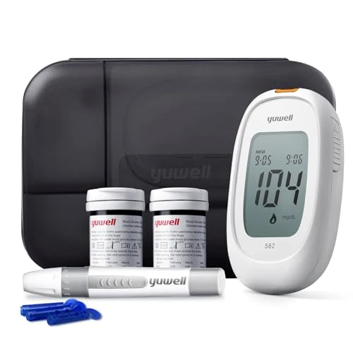yuwell Misuratore Glicemia con Strisce Reattive x 50 e Lancetti x 50 pcs, il Glucometro Kit Completo Ideale per l'Uso Domestico, Diabete Test Kit Glucosio nel Sangue 250 Letture (Modello 582)