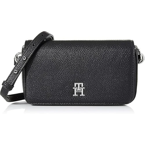 Offerta a tempo: Tommy Hilfiger Donna Borsa a Tracolla Emblem Flap Crossover Piccola, Nero (Black), Taglia Unica - 42% da 129.90 € a 75.48 €