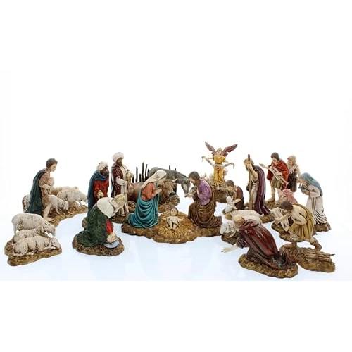 Moranduzzo Set mit 14 Krippenfiguren für 9 cm Krippe – Maßstab 1:22 – Standard 9 – Unzerbrechliche Figuren, Handbemalt, Offizielles Produkt, Hergestellt in Italien, Bildhauer M. Landi