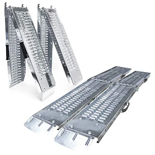 Limited-time offer: VOUNOT Folding Loading Ramps 180cm, Heavy Duty Pair 400kg Capacity, Non-Slip Surface, Portable Foldable Design for Motorcycle, Mobility Scooters, Lawn Mower, Quad, and ATV from 64.99 £ to 56.99 £ (save 12%)