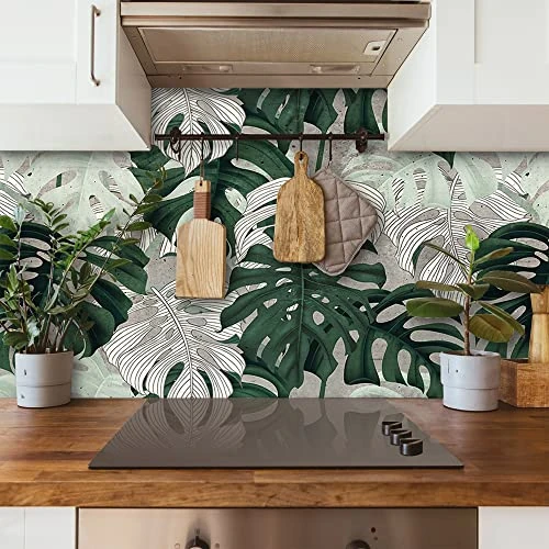 Zeitlich begrenztes Angebot: CREARREDA Spritzschutz für Küche, Wandaufkleber tropische Fantasie 260x60 cm 100% Made in Italy Küchenrückwand mit ungiftiger Tinte, Spritzschutz Pfannen schwer entflammbar und wasserbeständig von 47.70 € auf 47.70 € (0.00% Ra
