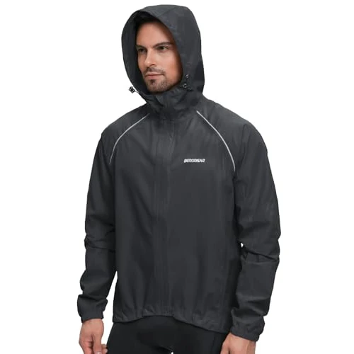 Tijdelijke aanbieding: BERGRISAR Fietsen Regenjas voor heren, waterdicht, fietsen, windjack, fietsjack, hardloopkap, regenjas van 31.79 EUR naar 31.79 EUR (korting 0%)