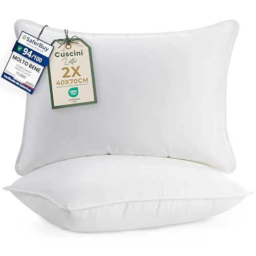 Utopia Bedding Premium Poduszki Łóżkowe (Zestaw 2 szt.), 40 x 70 cm Luksusowe Pluszowe Poduszki do Spania dla Pleców, Żołądek i Spiących na Boku (Bialy)