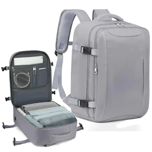 VMIKIV Bagage Cabine 45x36x20 pour Easyjet Sac à Dos Voyage Cabine Avion Femme 32L Bagage à Main sous Le Siège pour Ordinateur Portable 15,6 Pouces,pour Travail,Randonnée,L'école,Loisirs