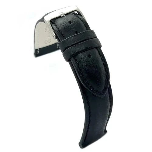Offre limitée : Diloy Bracelet montre cuir lisse cousu bombé 302 Noir 18mm de 12.59 € à 12.59 € (0.00% de remise)