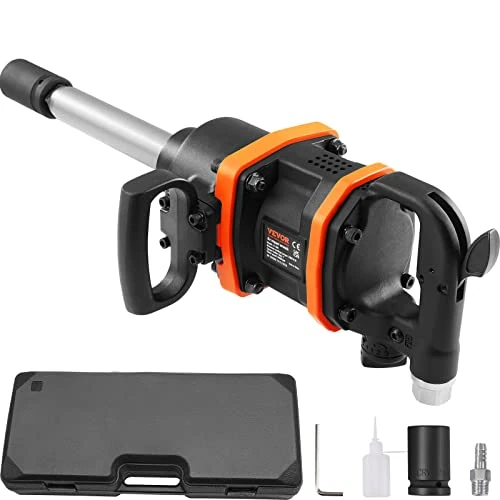 Offre limitée : VEVOR Clé à chocs pneumatique 1 po pistolet de percussion 3160 pi-lb sortie couple inversé 5000 tr/min poignée en D pour tâches de camions, équipements, amateur automobile, mécanicien professionnel de 153.50 € à 153.50 € (0.00% de remise)