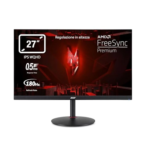 Offerta a tempo: acer Nitro XV271UM3bmiiprfx, Monitor Gaming PC 27", Display IPS WQHD, 180 Hz, 0,5 ms, FreeSync Premium, HDMI 2.0, DP 1.2, ZeroFrame, Speaker Integrati, Regolazione in altezza, Cavi DP, HDMI Inclusi - 17% da 179.90 € a 149.90 €