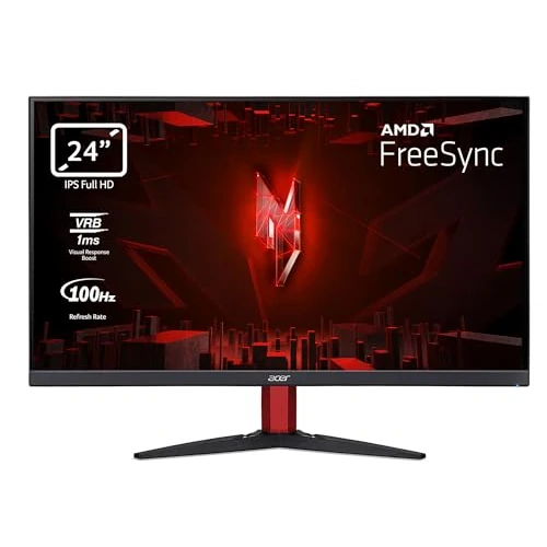 Acer Nitro KG242YEbiif Gaming Monitor 24 Inches Full HD, 100Hz (1920x1080, 16:9, FreeSync, 1ms VRB, 250 Nits, Comfyview, BlueLightShield, 2xHDMI 2.0/DP 1.2) - Tilting PC Monitor, Black