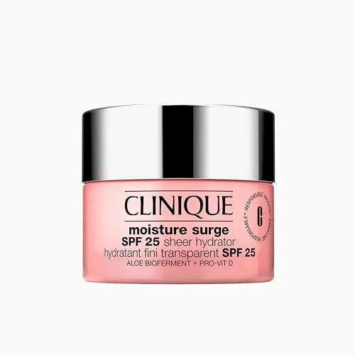 Zeitlich begrenztes Angebot: Clinique Moisture Surge™ SPF 25 Sheer Hydrator | Feuchtigkeitscreme mit LSF 25 für das Gesicht | Hyaluronsäure, Aloe-Vera-Bioferment und Provitamin D | pflegt + schützt + spendet Feuchtigkeit, 50 ml von 49.00 € auf 25.55 € (48