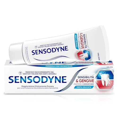 Limitiertes Angebot: Sensodyne Zahnpasta Empfindlichkeit & Zahnfleisch, für empfindliche Zähne und Zahnfleischstörungen, tägliche Zahnhygiene, Minze Geschmack, 75 ml von 5.38 EUR auf 5.38 EUR (Spare 0%)