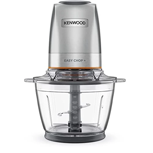 Kenwood EasyChop+ CHP62.400SI Chopper with Quad Blade System, Stainless Steel, Control System, Ice Chopper, 600 ml Glass Bowl, Dishwasher Safe, 500 W, Silver