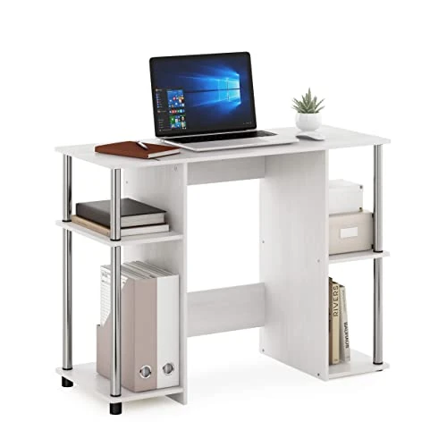 Offerta a tempo: Furinno Jaya Computer Studio Scrivania, Legno ingegnerizzato, Quercia Bianca/Acciaio Inossidabile, 39.50 (D) x 97.51 (W) x 72.59 (H) cm - 0.00% da 91.52 € a 91.52 €