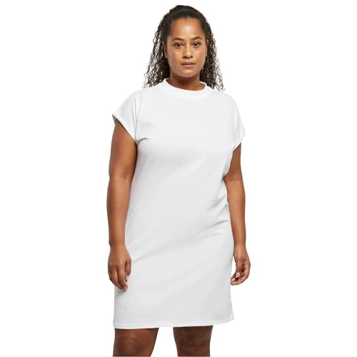 Urban Classics Ladies Turtle Extended Shoulder Dress, Robe Femme, White,