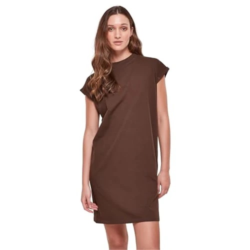 Urban Classics Ladies Turtle Extended Shoulder Dress, Sukienka Damska, Brown, Br?zowy, L