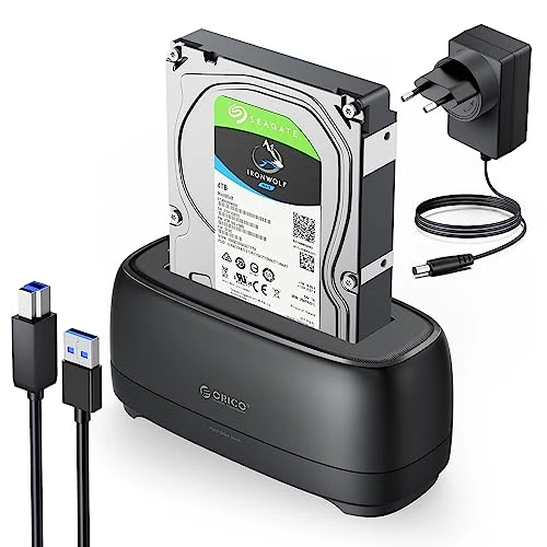 ORICO USB 3.0 HDD Docking Station para Discos Duros SATA de 2,5" y 3,5" y SSD, Discos Duros Bases de Conexión, Soporte UASP y Unidades de 20 TB (DD18U3)