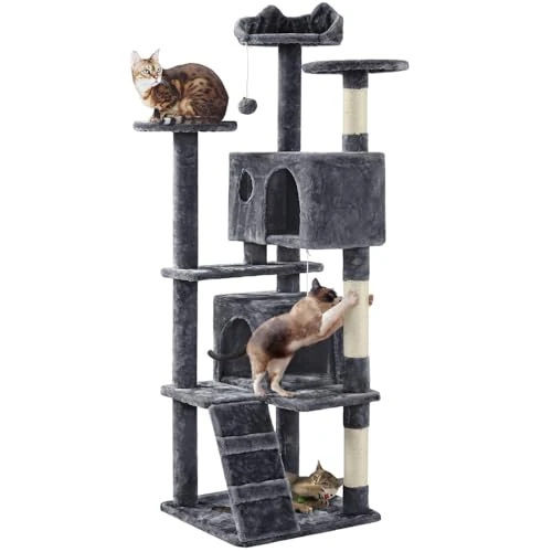Offerta a tempo: Yaheetech Albero Tiragraffi per Gatti 158 cm XXL Multilivello Grigio Scuro - 14% da 53.99 € a 46.19 €