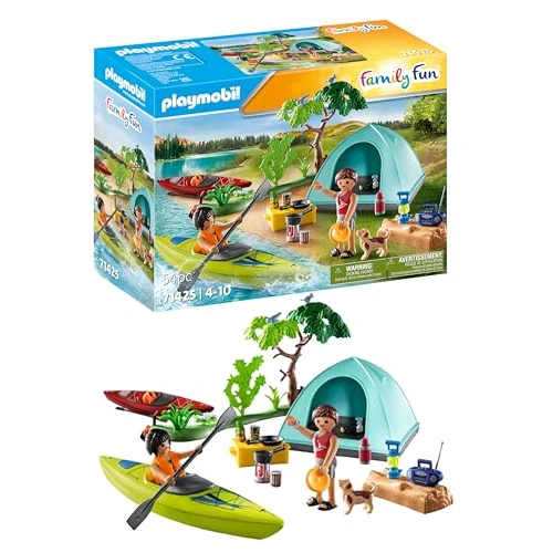 Offre limitée : Playmobil 71425 Famille et Tente - Family Fun - des Vacances partagées dans la Nature - Comprend Deux Personnages, Deux canoës, Une Tente, Un feu de Camp et des Accessoires - Dès 4 Ans de 28.49 € à 16.24 € (43% de remise)