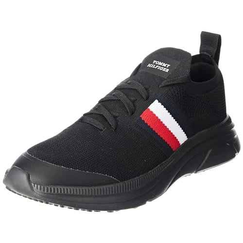 Offerta a tempo: Tommy Hilfiger Modern Runner Knit Stripes Ess Fm0fm04798, Sneaker da corsa Uomo, Nero, 40 EU - 55% da 99.90 € a 44.99 €