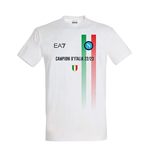 SSC NAPOLI T-Shirt CELEBRATIVA Campioni d'Italia 22/23, Bimbo, 6 lat, Biały
