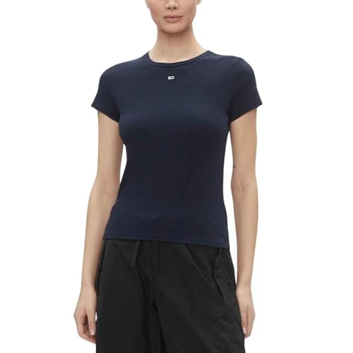 Offerta a tempo: Tommy Jeans Donna T-Shirt Maniche Corte Essential Rib Slim Fit — 26% da 34,90 € a 25,99 €