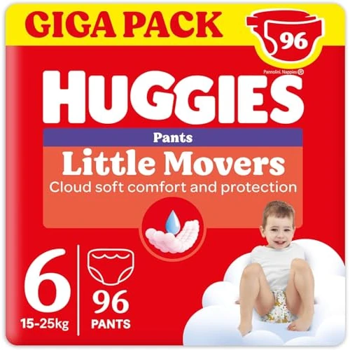 Beperkte aanbieding: Huggies Little Movers baby luierbroekjes - Maat 6 (15 tot 25 kg) - 96 luierbroekjes met Disney designs - Giga pack van 60.99 EUR naar 55.99 EUR (besparing 8%)