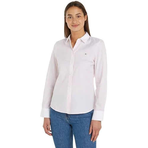 Tommy Hilfiger Women's Fill a Fill Regular Shirt Ww0ww40531 Casual Shirts, Pink (Whimsy Pink), 38
