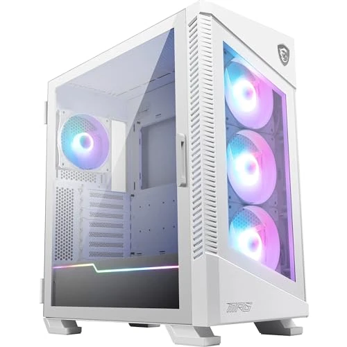 MPG VELOX 100R WHITE Premium Gaming PC Case: ARGB Lighting, Vertical GPU Bracket, Side Air Vents, 360mm Radiator Support, Type-C, Tempered Glass Swinging Window, Supports Up To 7 Fans