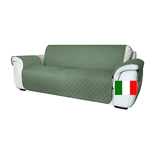 Moonange - 3-Seater Sofa Cover with Armrests - 165 cm Seat - Waterproof - Reversible - Non-Slip - Stain Resistant - Scratch Resistant - Pet Hair Resistant - Modern Sofa Cover - Green