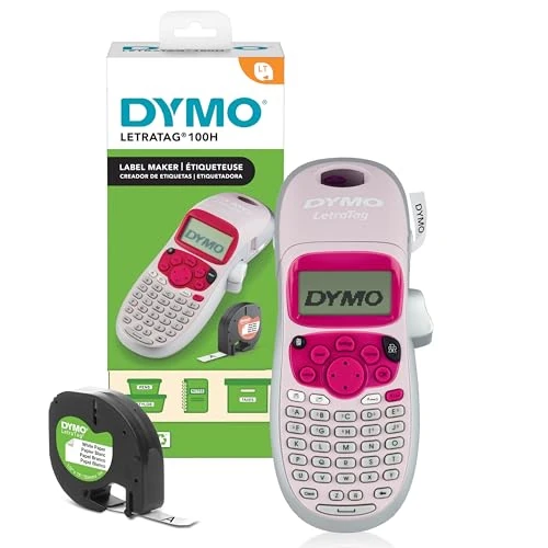 DYMO LetraTag LT-100H etiquetadora | Impresora de etiquetas portátil | Teclado ABC / Pantalla LCD de 13 caracteres | Perfecta para la oficina o para el hogar | Rosa