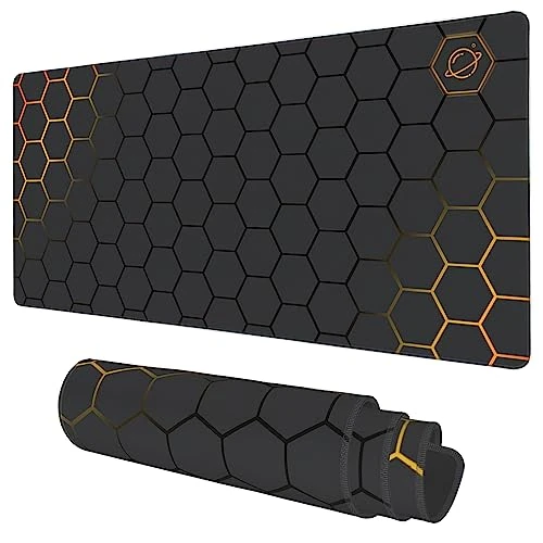 Offerta a tempo: Tappetino da scrivania, con tecnologia a nido d'ape nero e oro, grande, 89,9 x 40 cm, grande tappetino per mouse con base antiscivolo e bordo cucito, tappetino per mouse lungo per tastiera del - 0.00% da 26.66 € a 26.66 €